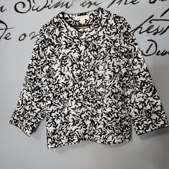 NWOT Appleseed's Balck & White Scoop Neck Jacket Blazer, 14 - Picture 1 of 7